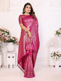 Vedant Vastram Soft Litchi Silk Kanjeevaram Silk Saree - Rani