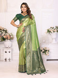 Vedant Vastram Tissue Silk Kanjeevaram Silk Saree - Mahendi