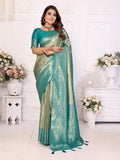 Vedant Vastram Tissue Silk Kanjeevaram Silk Saree - Rama