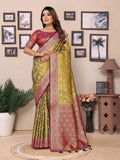 Vedant Vastram Tissue Silk Kanjeevaram Silk Saree - Dark-Olive