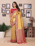 Vedant Vastram Tissue Silk Kanjeevaram Silk Saree - Mustard