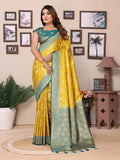 Vedant Vastram Tissue Silk Kanjeevaram Silk Saree - Yellow