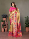 Vedant Vastram Tissue Silk Paithani Silk Saree - Gold