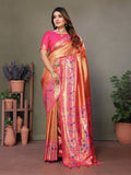 Vedant Vastram Tissue Silk Paithani Silk Saree - Orange