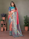 Vedant Vastram Tissue Silk Paithani Silk Saree - Peach