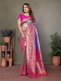 Vedant Vastram Tissue Silk Paithani Silk Saree - Sky Blue