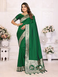 Vedant Vastram Soft Litchi Silk Banarasi Silk Saree - Green