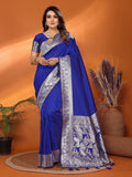 Vedant Vastram Soft Litchi Silk Banarasi Silk Saree - Blue