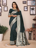 Vedant Vastram Soft Litchi Silk Banarasi Silk Saree - Green