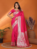 Vedant Vastram Soft Litchi Silk Banarasi Silk Saree - Magenta