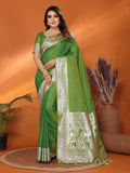 Vedant Vastram Soft Litchi Silk Banarasi Silk Saree - Mahendi