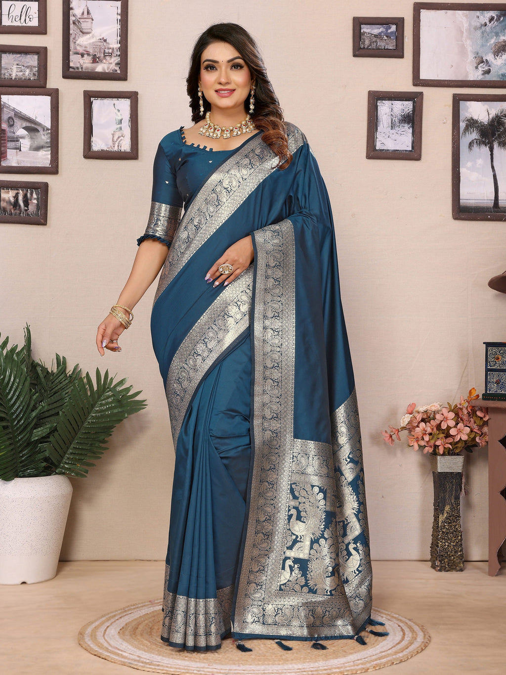 Vedant Vastram Soft Litchi Silk Banarasi Silk Saree - Morpich