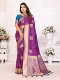 Vedant Vastram Soft Litchi Silk Banarasi Silk Saree - Purple