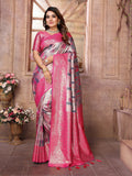 Vedant Vastram Soft Litchi Silk Kanjeevaram Silk Saree - Grey