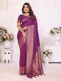 Vedant Vastram Soft Litchi Silk Banarasi Silk Saree - Purple