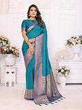Vedant Vastram Soft Litchi Silk Banarasi Silk Saree - Rama