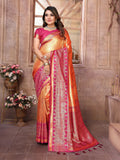 Vedant Vastram Tissue Silk Kanjeevaram Silk Saree - Orange