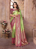 Vedant Vastram Tissue Silk Kanjeevaram Silk Saree - Parrot