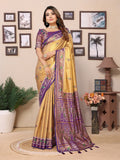 Vedant Vastram Tissue Silk Patola Design Kanjeevaram Silk Saree - Beige