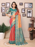 Vedant Vastram Tissue Silk Patola Design Kanjeevaram Silk Saree - Orange