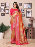 Vedant Vastram Tissue Silk Paithani Silk Saree - Orange