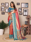 Vedant Vastram Tissue Silk Paithani Silk Saree - Peach