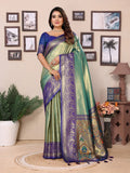 Vedant Vastram Tissue Silk Paithani Silk Saree - Pista