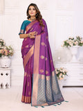 Vedant Vastram Soft Litchi Silk Banarasi Silk Saree - Purple