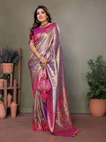 Vedant Vastram Tissue Silk Leheriya Design Kanjeevaram Silk Saree - Sky Blue