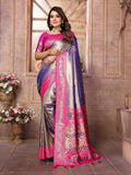Vedant Vastram Tissue Silk Paithani Silk Saree - Blue