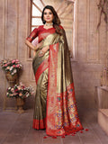 Vedant Vastram Tissue Silk Paithani Silk Saree - Gold