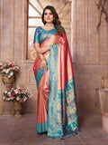 Vedant Vastram Tissue Silk Paithani Silk Saree - Peach