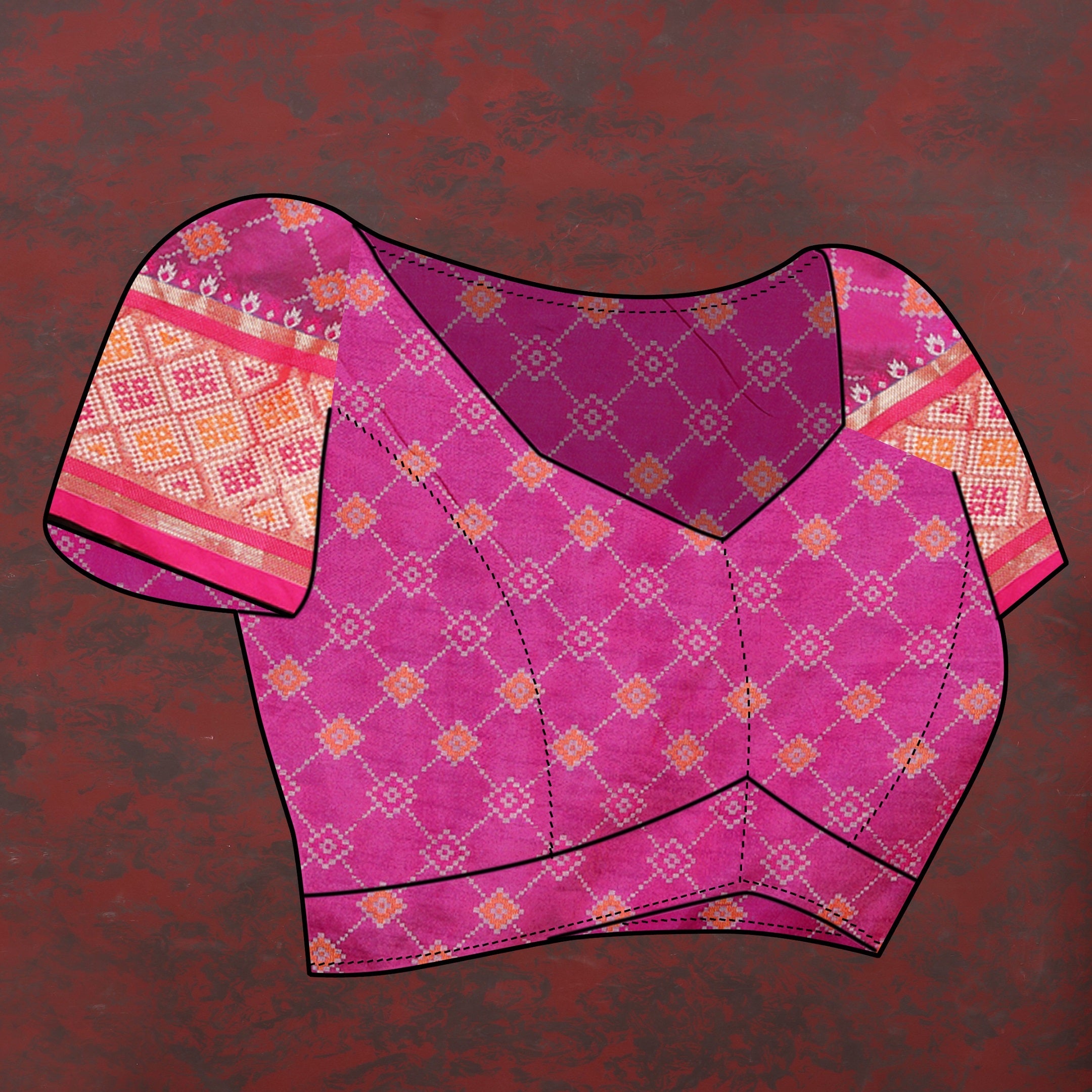 Vedant Vastram Rama Color Kanjeevaram Patola Silk Saree - Rama