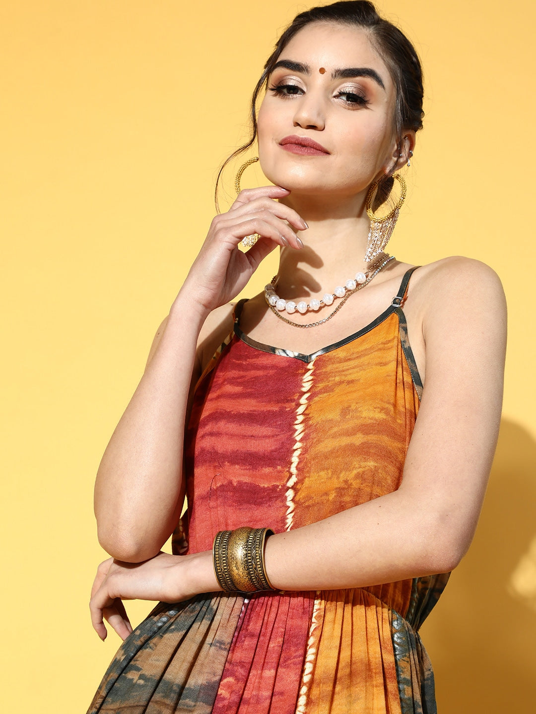 Yufta Mustard Tie and Dye Dress