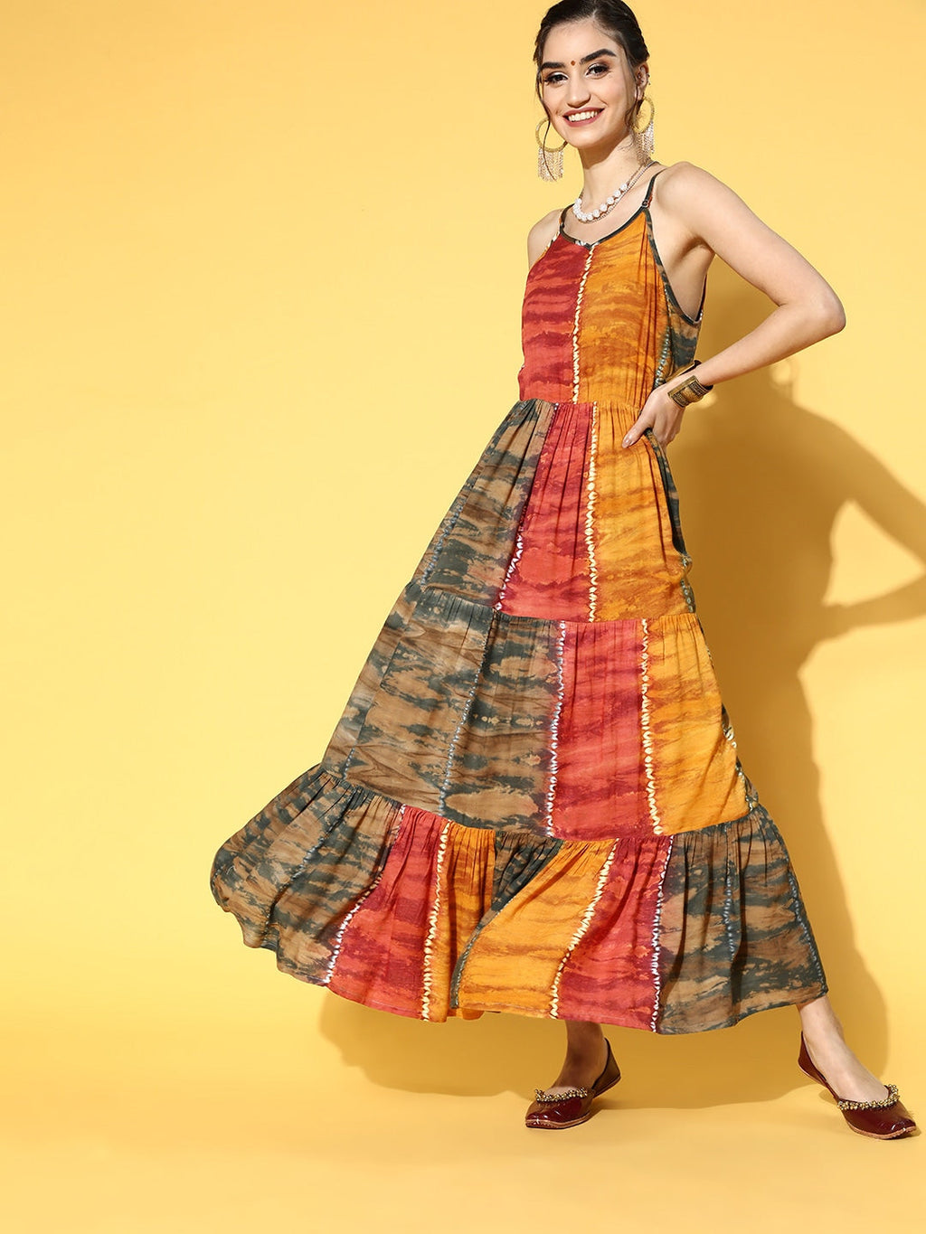Yufta Mustard Tie and Dye Dress