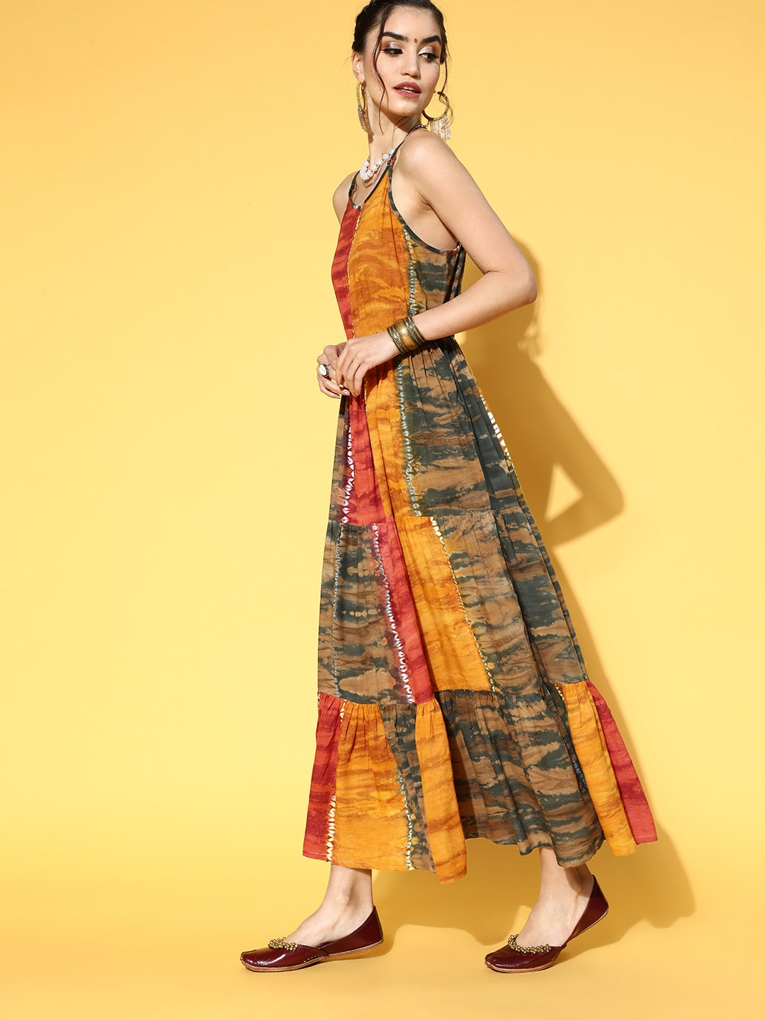 Yufta Mustard Tie and Dye Dress