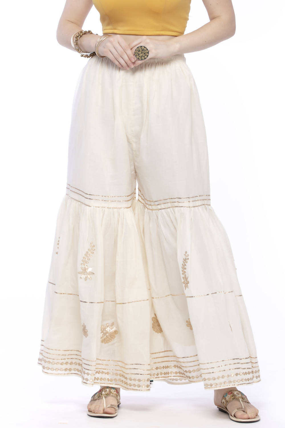Mominos Fashion Cotton Off White Beautiful Gotta Work Sharara