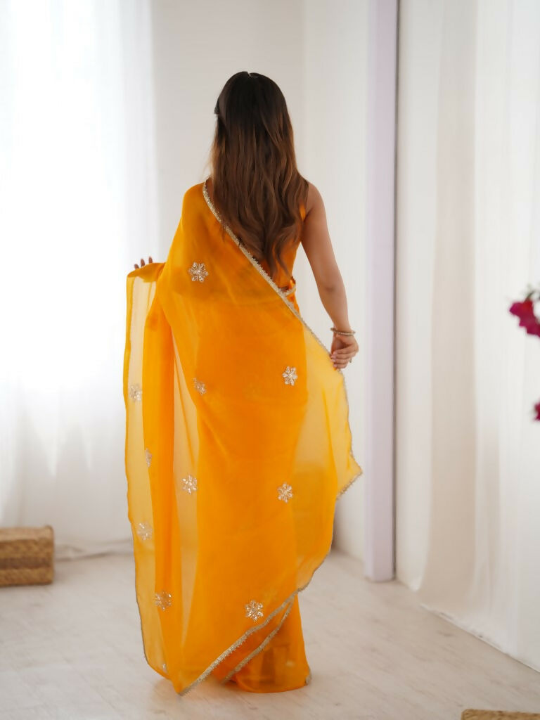 Yellow Fendy Designer Beads Moti,Val Sequence Work Saree - Siara