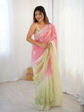 Pink Crunchy Silk Embroidery WorkParty Wear Saree - Lakshita