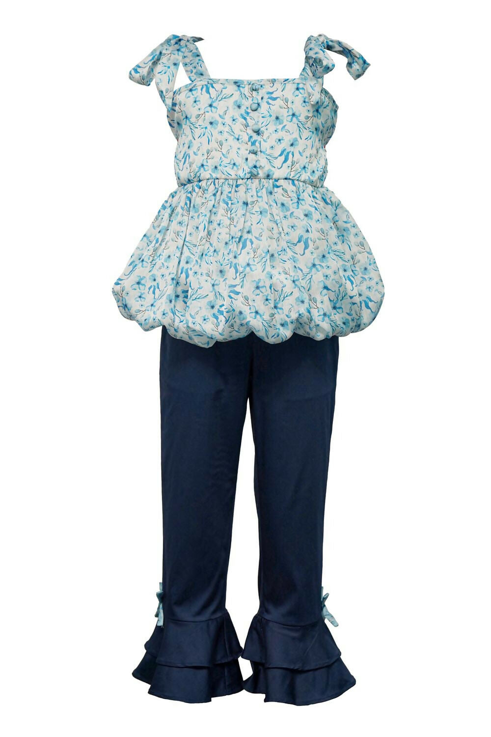 LH Luxury Fashion Ana Shoulder Tie-Up Balloon Top & Flared Trouser Set