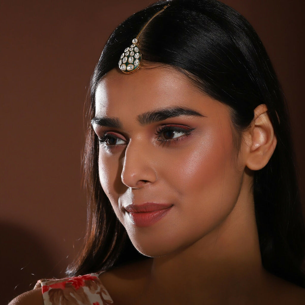 Meenakari Kundan Maang Tikka- Ruby Raang