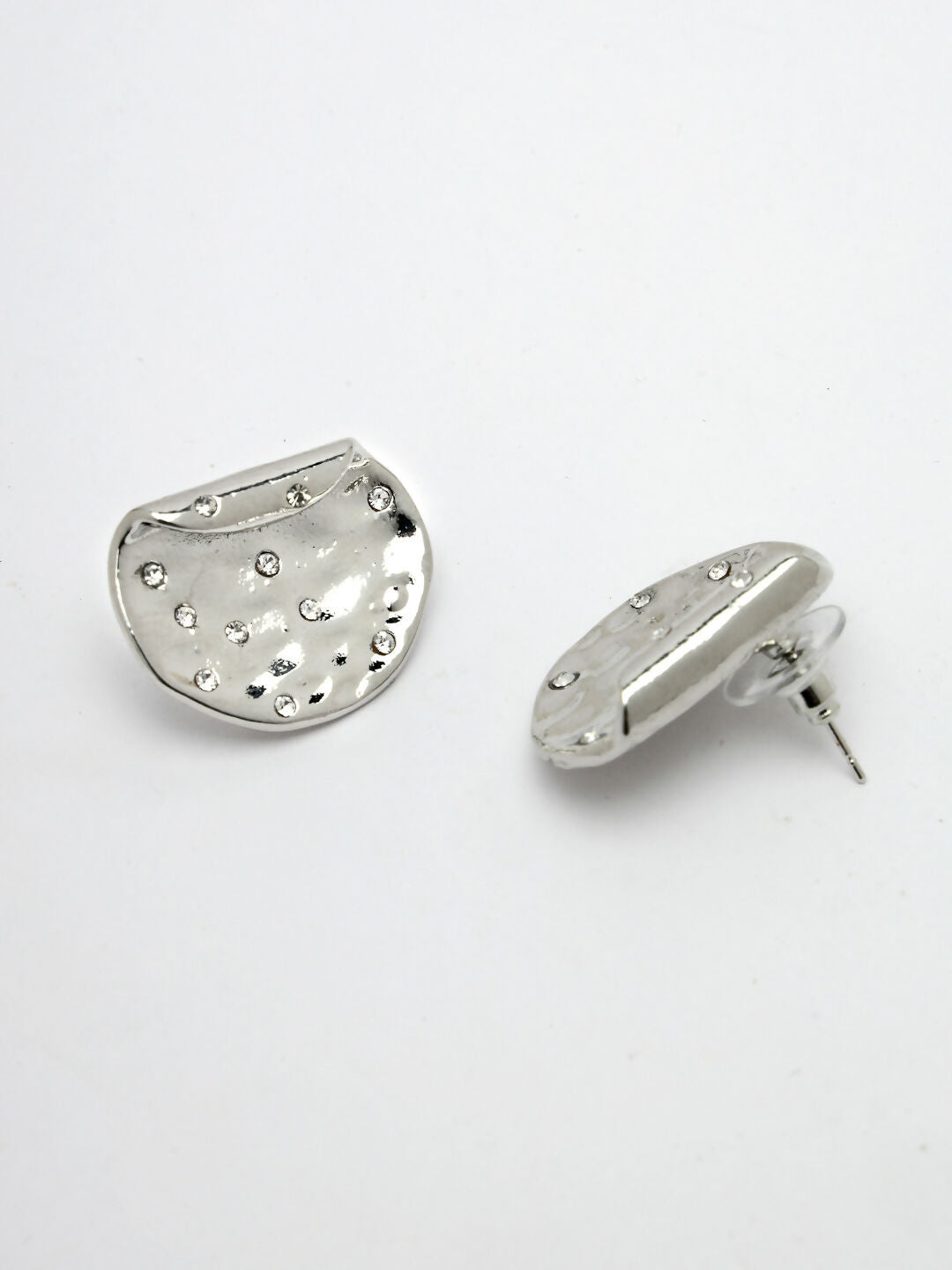 NVR Women's Set of 2 Gold & Silver Brass-Plated Artificial Stones Studded Studs Earring