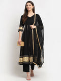 Rudra Bazaar Black Anarkali Kurti & Pyjamas With Duppata