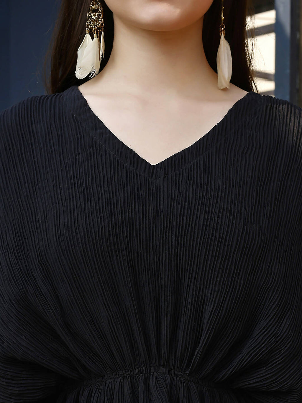 Black Crush Plain Top with Matching Bottom - Eesha