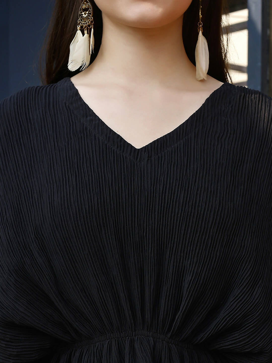 Black Crush Plain Top with Matching Bottom - Eesha