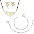 AanyaCentric Gold-Polished Mangalsutra Pendant Earring Set & Silver Plated Anklet