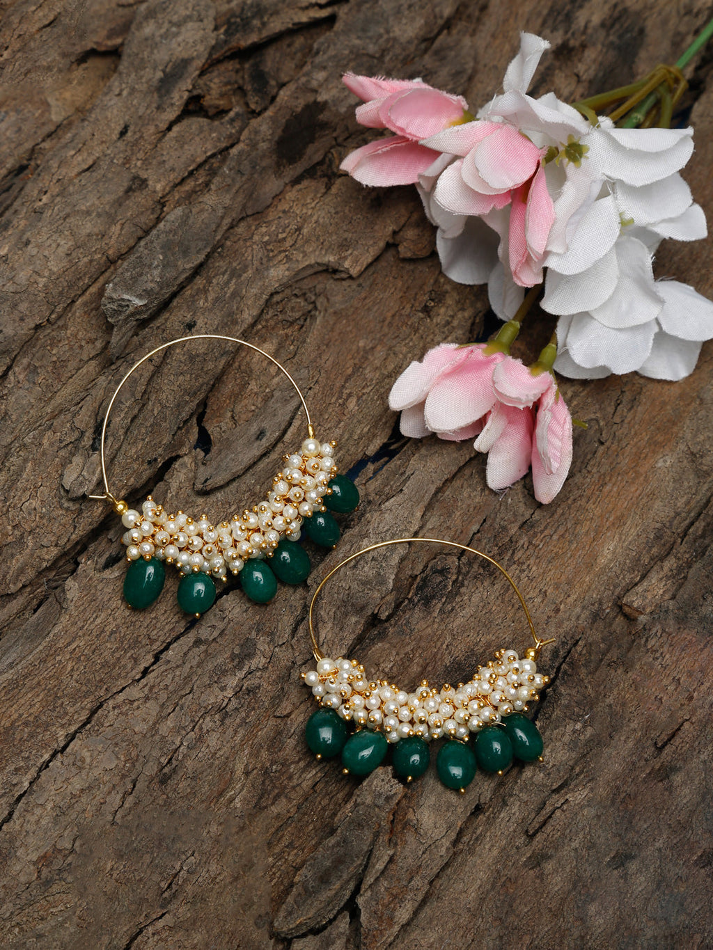 Pearl & Emerald Loops - Ruby Raang