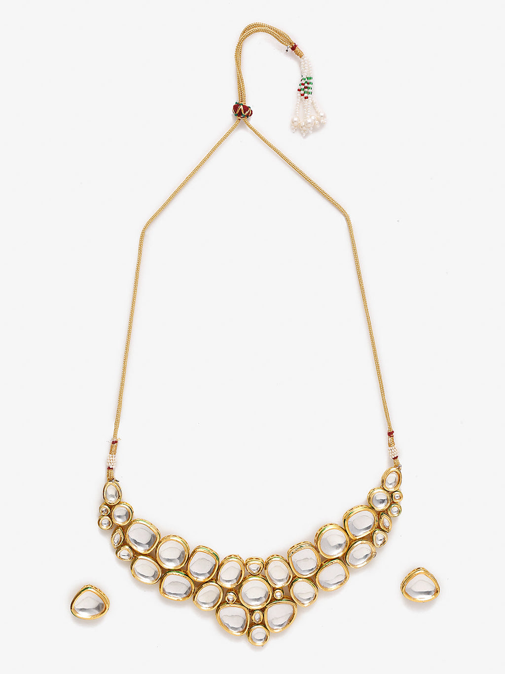 Gold Kundan Choker With Studs - Ruby Raang