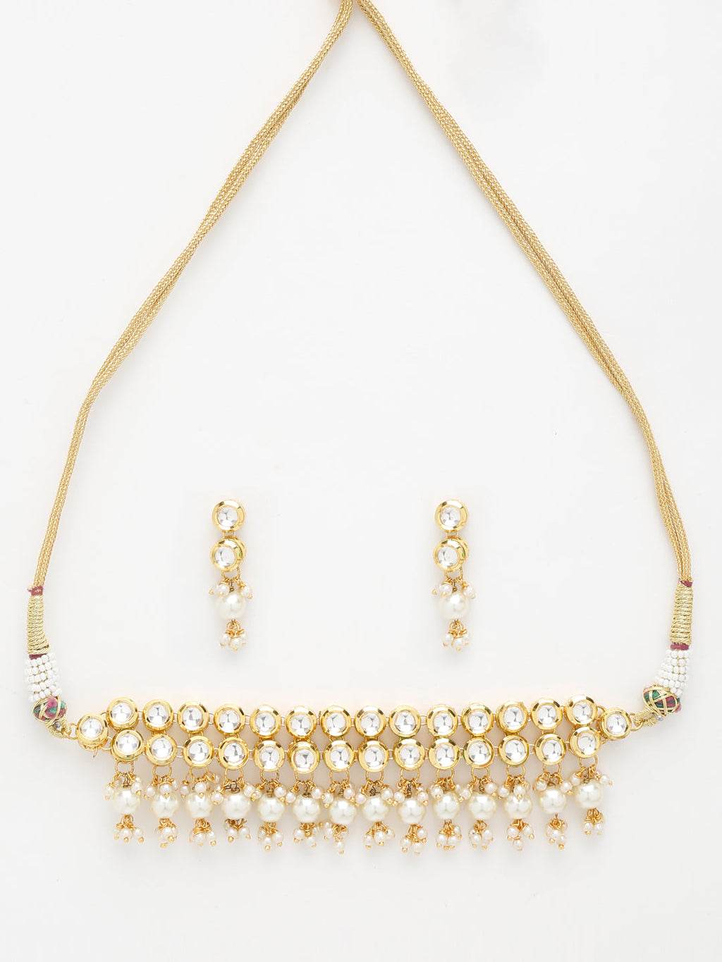 Kundan Choker With Earrings - Ruby Raang