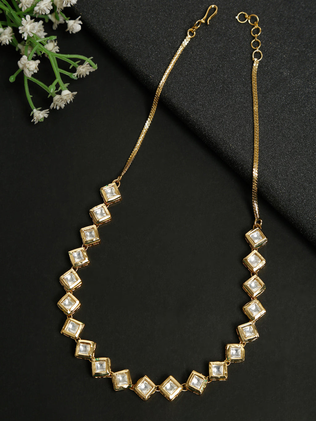 Gold-Polished Kundan Choker - Ruby Raang